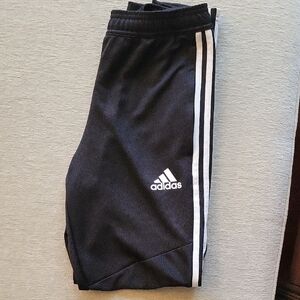 Adidas Black Joggers with White Stripes Size Small